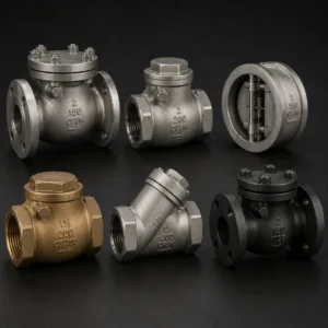 Premium industrial check valves preventing fluid backflow in a manufacturing facility.