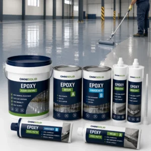 Heavy-duty industrial epoxy coating being applied to a large commercial concrete floor.