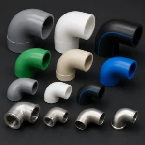 High-performance industrial elbows redirecting fluid flow in a manufacturing facility.