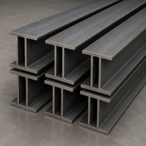 High-performance industrial H-beams supporting structures in a manufacturing facility.