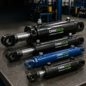 Heavy-duty industrial hydraulic cylinders driving large manufacturing machinery.