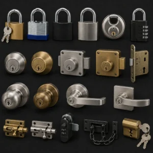 High-performance industrial locks securing a reinforced door in a manufacturing facility.