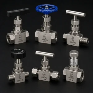 Premium industrial needle valves providing micro-level fluid control in a manufacturing facility.
