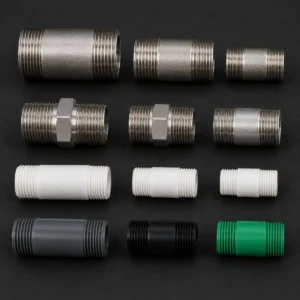 High-performance industrial nipples connecting pipeline fittings in a manufacturing facility.