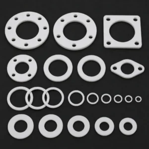 High-performance industrial PTFE gaskets sealing joints in a manufacturing facility.