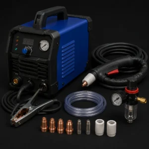 High-performance industrial plasma cutters performing precise metal cutting in a manufacturing facility.