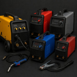 High-performance industrial welding machine joining steel structures in a manufacturing facility.